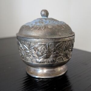 Vintage Occupied Japan Metal Trinket Box Roses